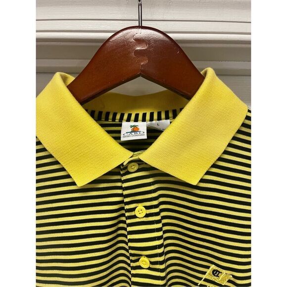 Cabo Shirt Company Polo Yellow & Black Stripe Sz L NWOT - Picture 1 of 8
